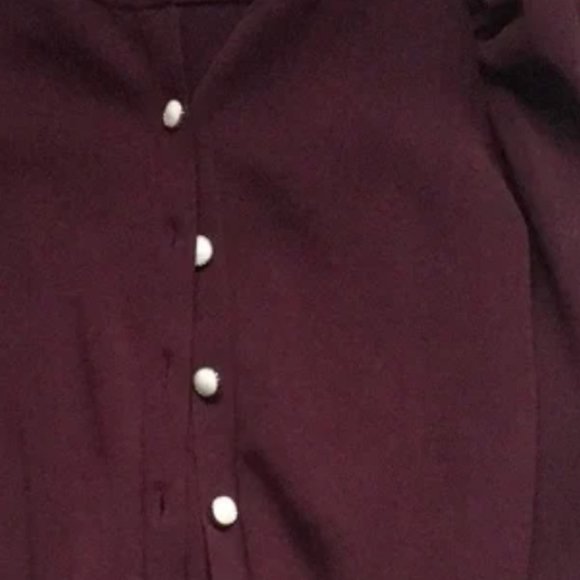 NWOT Zara ribbed puff sleeves cardigan size M burgundy - Picture 2 of 3